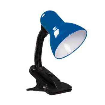Lampa clip albastra din metal pentru birou, E27