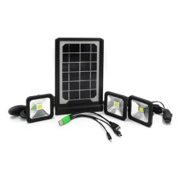 Kit solar de exterior cu 3 spoturi de lumina LED si panou solar